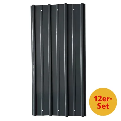 12er Set Profil-/Trapezblech - ca. 117 cm x 57 cm - Anthrazit