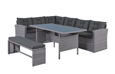 14tlg. Elegantes Ecksofa Set ca. 177 x 235 x 74 cm - Grau