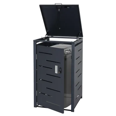 1er-Mülltonnenverkleidung MCW-E83, Mülltonnenbox Mülltonnenabdeckung, erweiterbar 103x60x62cm ~ anthrazit, Stahl 24kg