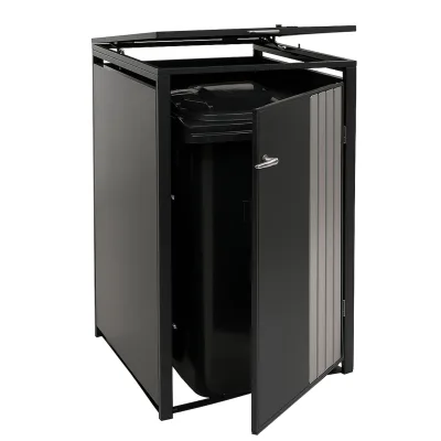 1er-Mülltonnenverkleidung MCW-O67, Mülltonnenbox mit Deckel, Metall 122x68x84cm 35kg ~ anthrazit Edelstahl