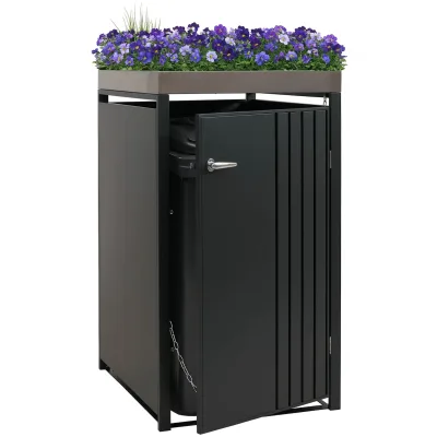 1er-Mülltonnenverkleidung MCW-O67, Mülltonnenbox mit Pflanzkasten, Metall 125x68x84cm 35kg ~ anthrazit