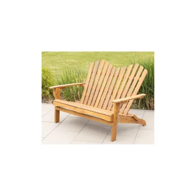 2-Sitzer Adirondack-Gartenbank klappbar aus Akazienholz, ca. 125 x 80 x 94 cm – Hellbraun