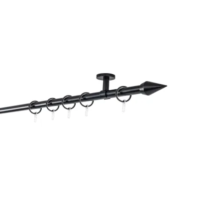 20mm,1-läufig,Rohr,Deckenträger classic,Endstück point Größe: 390cm, Farbvariante: Schwarz