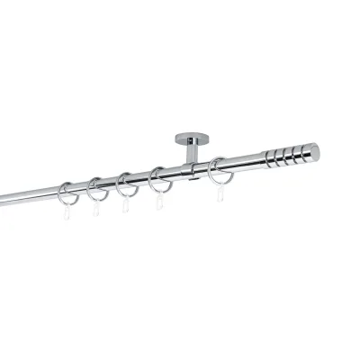20mm,1-läufig,Rohr,Deckenträger classic,Endstück rillcube Größe: 390cm, Farbvariante: Chrom