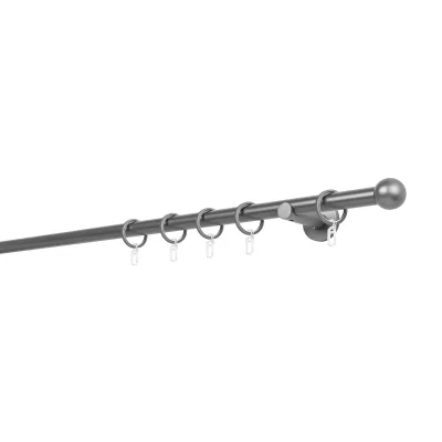 20mm,1-läufig,Rohr,Wandträger 6,5cm,Endstück ball Farbe: Anthrazit, Größe: 110cm