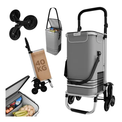 24MOVE® Einkaufstrolley ALEGRE 3in1 Trolley faltbarer Einkaufswagen mit Kühlfach, grau