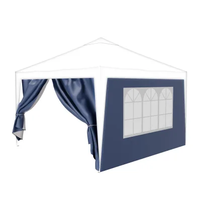 24MOVE® Pavillon Seitenteile 2er Set 2x3m mit Fenster & Reissverschluss, wasserdicht, blau - für Partyzelt, Festzelt, Festivals