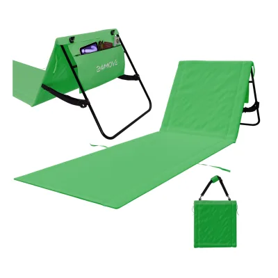 24MOVE® Strandmatte 1er Set klappbar mit Rückenlehne, Strandliege mit Gurt, tragbar für Strand und Garten, Liegematte grün