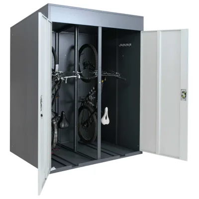 2er-Fahrradgarage MCW-H66b, Fahrradbox Fahrradunterstand abschließbar Metall 213x158x125cm ~ anthrazit/hellgrau