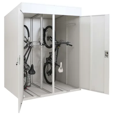 2er-Fahrradgarage MCW-H66b, Fahrradbox Fahrradunterstand abschließbar Metall 213x158x125cm ~ hellgrau