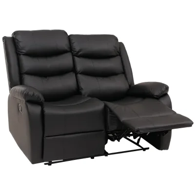 2er Kinosessel MCW-O62, Relaxsessel Fernsehsessel mit Armlehne, Liegefunktion Kunstleder ~ schwarz