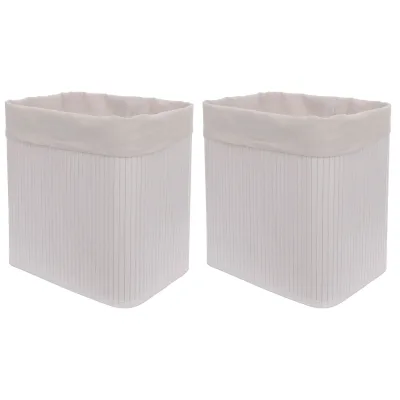 2er-Set Aufbewahrungskorb MCW-C21, Korb Aufbewahrungsbox Ordnungsbox Sortierbox Regalkorb, Bambus 33x33x23cm ~ weiß