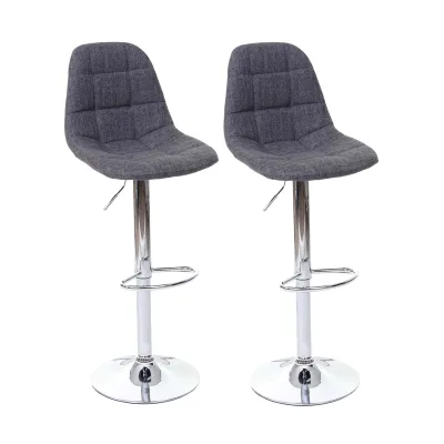 2er-Set Barhocker MCW-A67, Barstuhl Tresenhocker, MVG-zertifiziert ~ grau, Textil