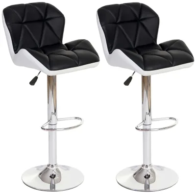 2er-Set Barhocker MCW-A92, Barstuhl Tresenhocker, höhenverstellbar Kunstleder ~ schwarz