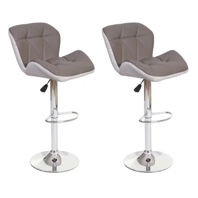 2er-Set Barhocker MCW-A92, Barstuhl Tresenhocker, höhenverstellbar Kunstleder ~ taupe-grau