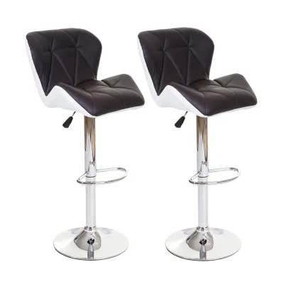 2er-Set Barhocker MCW-A92, Barstuhl Tresenhocker, Kunstleder ~ braun