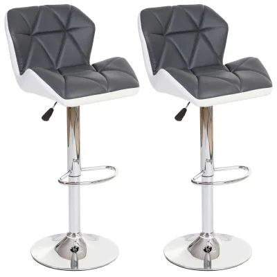 2er-Set Barhocker MCW-A92, Barstuhl Tresenhocker, Kunstleder ~ grau