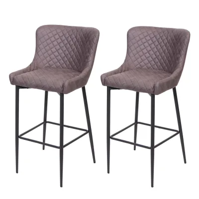 2er-Set Barhocker MCW-H79, Barstuhl Tresenhocker, Vintage Metall Fußablage ~ Stoff/Textil dunkelgrau