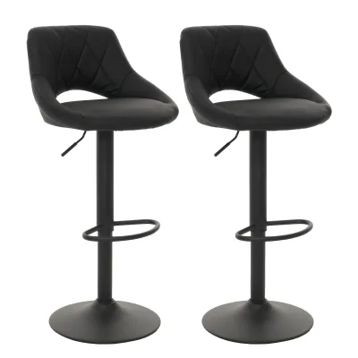 2er-Set Barhocker MCW-N64, Barstuhl Tresenhocker, Fußablage drehbar, Kunstleder Metall ~ schwarz