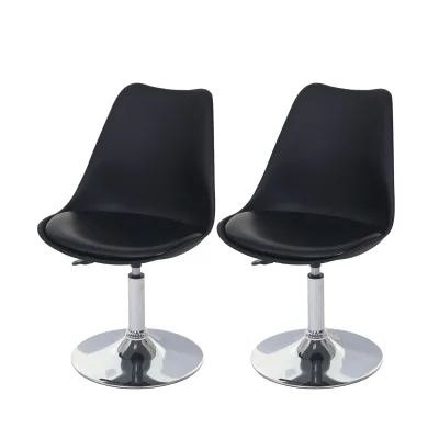2er-Set Drehstuhl Vaasa T501, Stuhl Küchenstuhl, höhenverstellbar, Kunstleder ~ schwarz