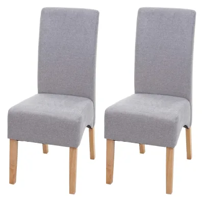 2er-Set Esszimmerstuhl Crotone, Küchenstuhl Stuhl, Stoff/Textil MVG-zertifiziert ~ hellgrau, helle Beine