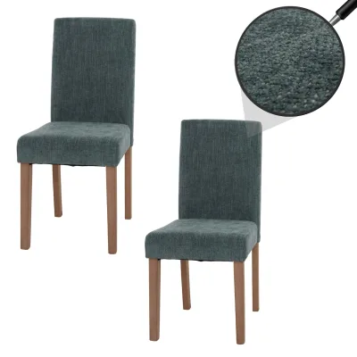 2er-Set Esszimmerstuhl Littau, Stuhl Küchenstuhl Hochlehner, Stoff/Textil Chenille Holz ~ grün, naturfarbene Beine