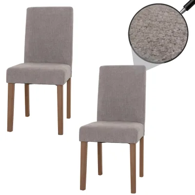2er-Set Esszimmerstuhl Littau, Stuhl Küchenstuhl Hochlehner, Stoff/Textil Chenille Holz ~ hellgrau, naturfarbene Beine