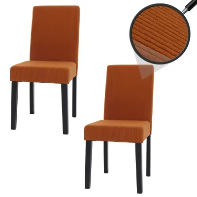2er-Set Esszimmerstuhl Littau, Stuhl Küchenstuhl Hochlehner, Stoff/Textil Cord Holz ~ terrakotta, dunkle Beine
