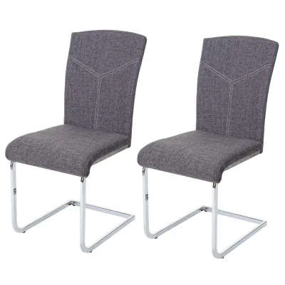 2er-Set Esszimmerstuhl MCW-F36, Freischwinger Küchenstuhl Konferenzstuhl ~ Stoff/Textil, grau