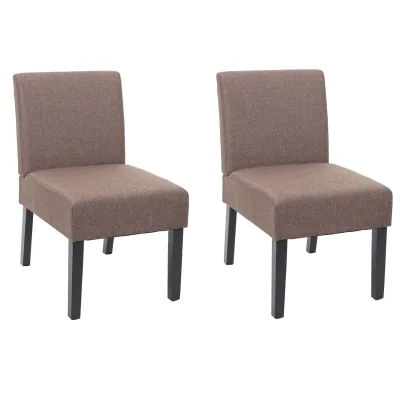 2er-Set Esszimmerstuhl MCW-F61, Stuhl Lounge-Stuhl, Stoff/Textil ~ braun