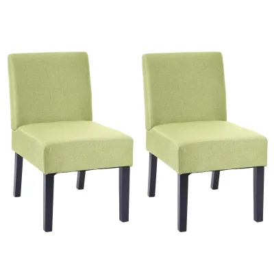 2er-Set Esszimmerstuhl MCW-F61, Stuhl Lounge-Stuhl, Stoff/Textil ~ grün