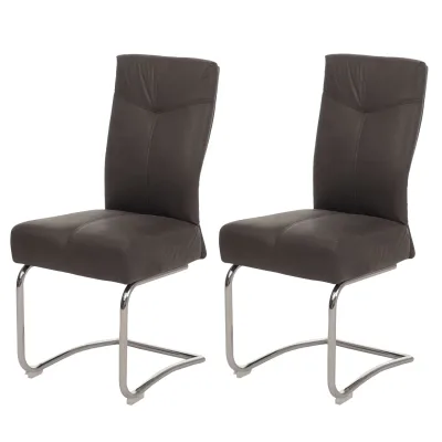 2er-Set Esszimmerstuhl MCW-G56, Küchenstuhl Freischwinger Stuhl, Textil Wildleder-Optik ~ grau
