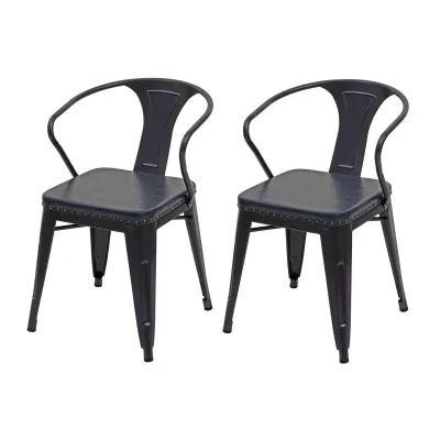 2er-Set Esszimmerstuhl MCW-H10d, Stuhl Küchenstuhl, Chesterfield Metall Kunstleder Industrial Gastronomie ~ schwarz-grau