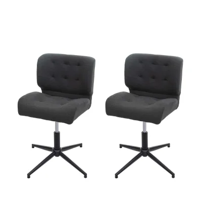 2er-Set Esszimmerstuhl MCW-H42, Drehstuhl Küchenstuhl, höhenverstellbar drehbar ~ Stoff/Textil dunkelgrau, Fuß schwarz