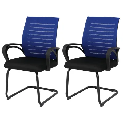 2er-Set Esszimmerstuhl MCW-K51, Stuhl Armlehne, Stoff/Textil (250g/m²) MVG ~ blau, Gestell schwarz