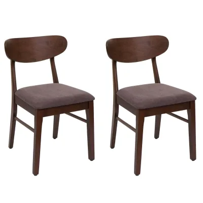 2er-Set Esszimmerstuhl MCW-M59, Küchenstuhl Stuhl, Stoff/Textil Massiv-Holz ~ dunkles Gestell, taupe
