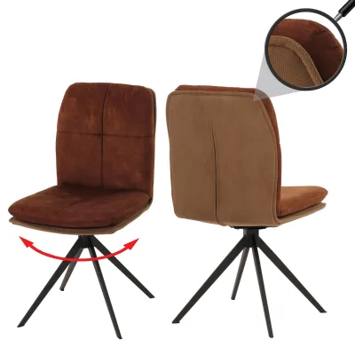 2er-Set Esszimmerstuhl MCW-M68, Küchenstuhl Lehnstuhl, drehbar Auto-Position, Metall Stoff/Textil ~ braun
