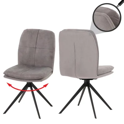 2er-Set Esszimmerstuhl MCW-M68, Küchenstuhl Lehnstuhl, drehbar Auto-Position, Metall Stoff/Textil ~ grau