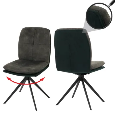 2er-Set Esszimmerstuhl MCW-M68, Küchenstuhl Lehnstuhl, drehbar Auto-Position, Metall Stoff/Textil ~ grün