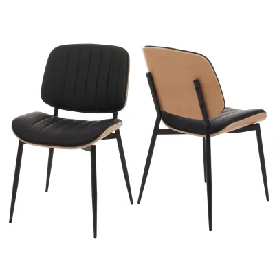2er-Set Esszimmerstuhl MCW-O44, Küchenstuhl Stuhl, Bugholz Kunstleder MVG ~ natur, schwarz