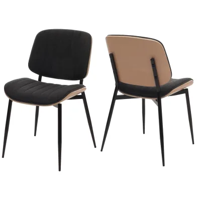 2er-Set Esszimmerstuhl MCW-O44, Küchenstuhl Stuhl, Bugholz Stoff (370g/m²) MVG ~ natur, dunkelgrau