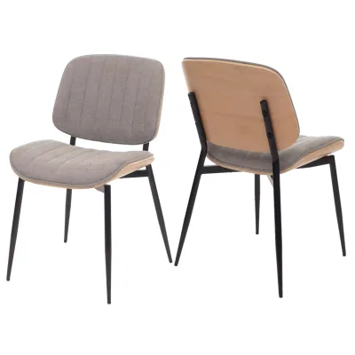 2er-Set Esszimmerstuhl MCW-O44, Küchenstuhl Stuhl, Bugholz Stoff (370g/m²) MVG ~ natur, hellgrau