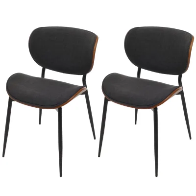 2er-Set Esszimmerstuhl MCW-O45, Bugholz Stoff (370g/m²) MVG-zertifiziert ~ Walnuss-Optik, dunkelgrau