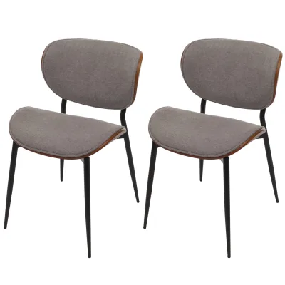 2er-Set Esszimmerstuhl MCW-O45, Bugholz Stoff (370g/m²) MVG-zertifiziert ~ Walnuss-Optik, hellgrau