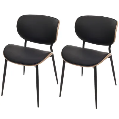 2er-Set Esszimmerstuhl MCW-O45, Stuhl, Bugholz Kunstleder 280g/m² MVG ~ natur, schwarz