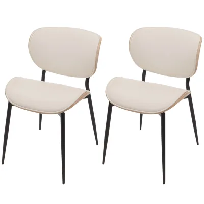 2er-Set Esszimmerstuhl MCW-O45, Stuhl, Bugholz Kunstleder 280g/m² MVG ~ natur, weiß