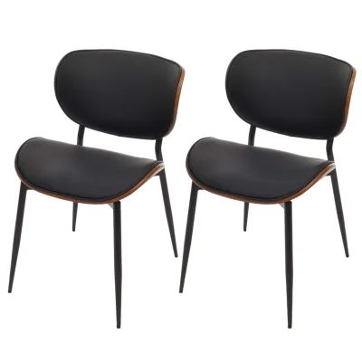 2er-Set Esszimmerstuhl MCW-O45, Stuhl, Bugholz Kunstleder 280g/m² MVG ~ Walnuss-Optik, schwarz