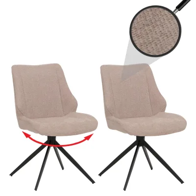 2er-Set Esszimmerstuhl MCW-O48, Küchenstuhl, drehbar Auto-Return, Stoff/Textil Chenille (320g/m²) ~ beige
