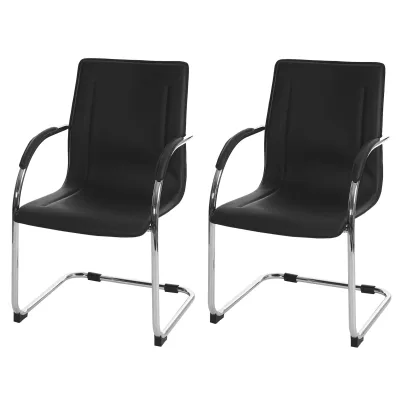 2er-Set Esszimmerstuhl Perm, Freischwinger Küchenstuhl Lehnstuhl Stuhl, Stahl ~ schwarz
