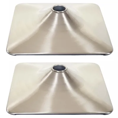 2er-Set Fußplatte Fuß Fußteller für Barstuhl Barhocker Drehstuhl Loungesessel, rechteckig Metall gebürstet Ø 37,5cm